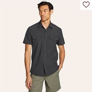 NWT Eddie Bauer Men’s Atlas Exploration Flex Short-Sleeve Shirt XL Gray Vented